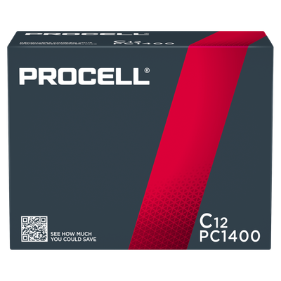 Procell Alkaline C Batteries, 1.5V - 12 Pack (PC1400)