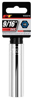 Performance Tool W32318 6-Point Socket, 1/2" Drive, 9/16"