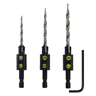 Snappy Tools New 3-Piece Hex Shank Tapered Drill Countersinks Set (44300)
