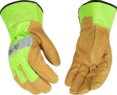 Kinco Hi-Vis XXL Green & Grain Pigskin Palm Gloves (1919-XXL)