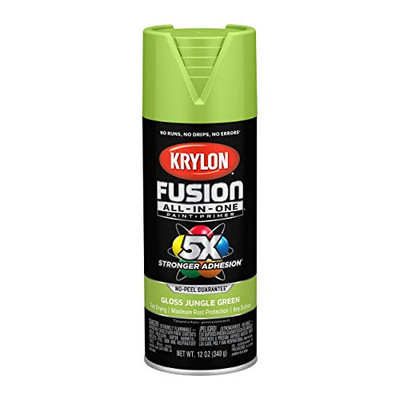 Krylon Fusion K02712007 All-In-1 Spray Paint for In/Outdoor, Gloss Jungle Green