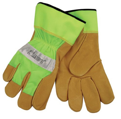 Kinco Hi-Vis Large Green & Grain Pigskin Palm Gloves (1919-L)