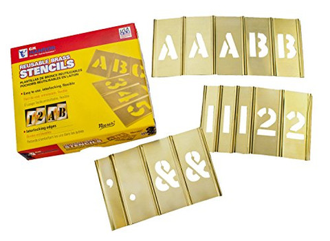 CH Hanson 92pc 2" Brass Letter/Number Stencil Set (10151)