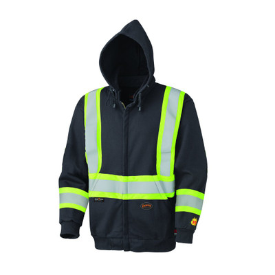 Pioneer Safety Hi-Vis Black Cotton Safety Hoodie, XL (V2570470U-XL)