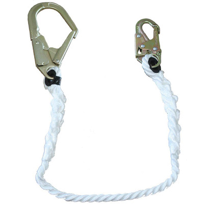 PeakWorks V8151204 Fall Protection Restraint Lanyard with Rope, Snap and Hooks