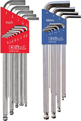 Eklind 17322 Bright Ball-Hex L-Key Allen Wrench Combo- Extra Long Inch / MM