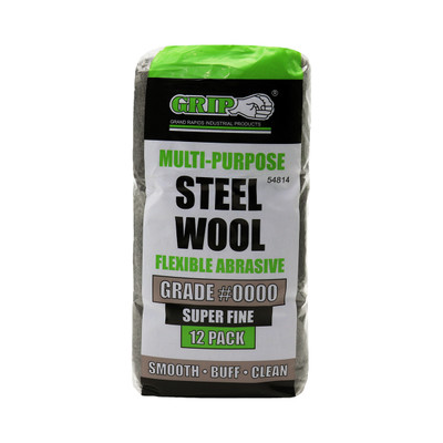 GRIP 54814 #0000 Steel Wool Pad Set, 12 Piece
