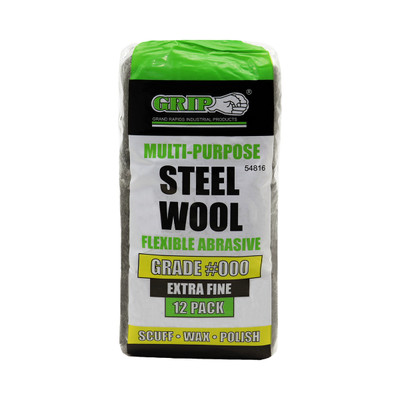 GRIP 54816 #000 Steel Wool Pad Set, 12 Piece