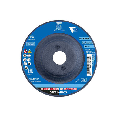 Opens dialog PFERD 61153 - Grinding disc, CC-GRIND-ROBUST, 5" x 7/8, SGP STEELOX VICTOGRAIN, Ceramic (10pk) (10pk)