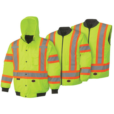 Pioneer Safety High Visibility 6-in-1 Bomber Jacket Yellow XL (V1120360U-XL)