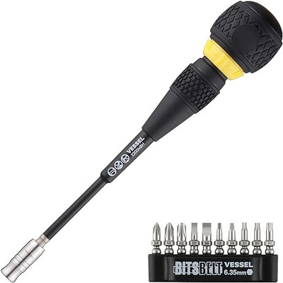 Vessel Ball Grip Ratchet Screwdriver w/ 10 Pc Bit Set (2200MBH120K01)
