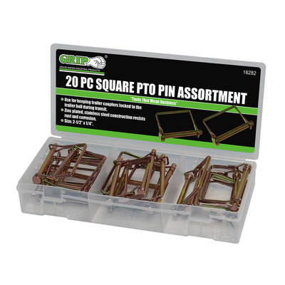 GRIP 16282 Lynch Pin Assortments (20 pc Square PTO)