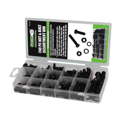 GRIP 43164 240 pc Nut & Bolt Assortment MM - Machine Bolts, Hex Nuts