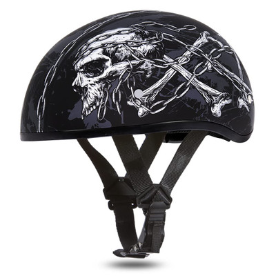 Daytona Helmets Half Skull Cap Motorcycle Helmet [Skull Chains] [M] (D6-SC-M)