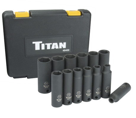Titan Tools 13pc 3/8" Drive Metric Deep Impact Socket Set (48400)