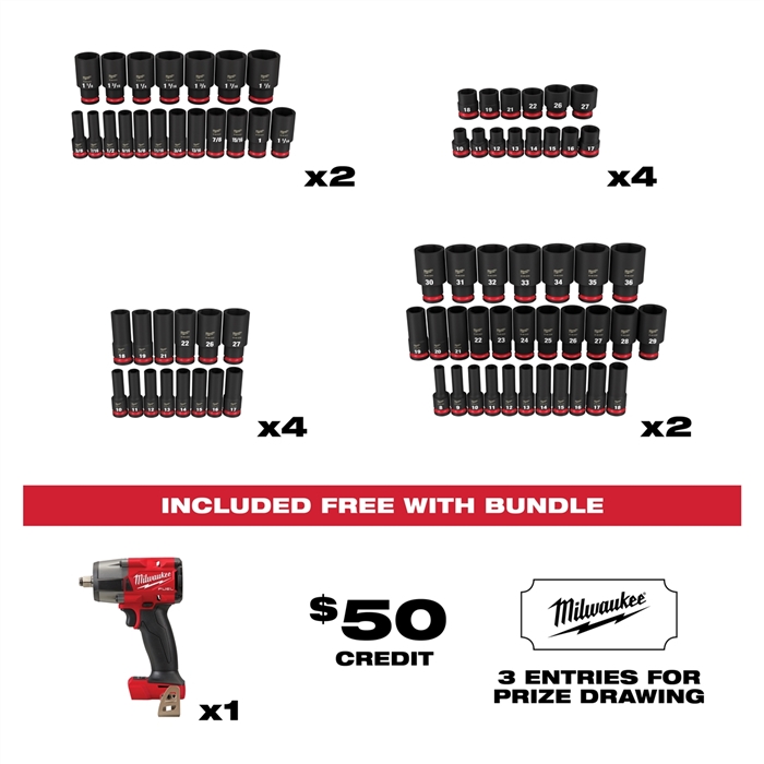 Milwaukee 21Tde-1-2In2021 Tde 1/2" Shockwave Impact Socket Bundle