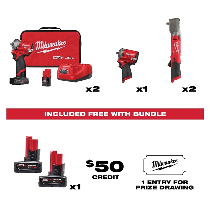 Milwaukee 21Tde-25542021 Tde M12 3/8" Stubby Bundle