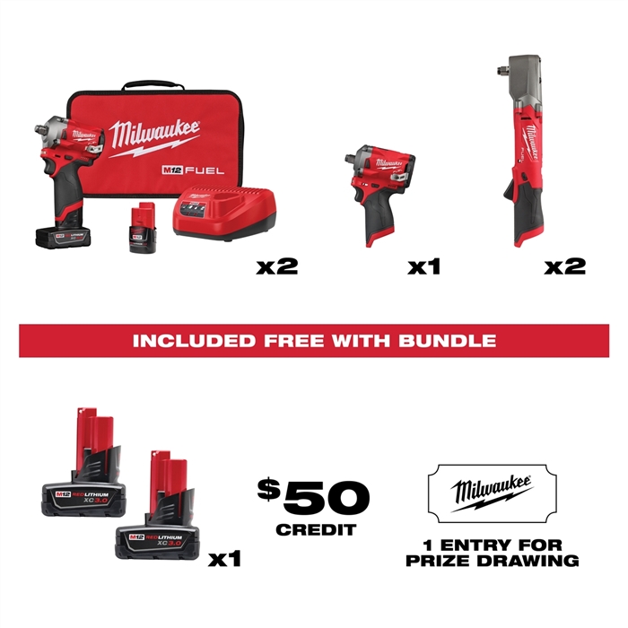 Milwaukee 21Tde-25552021 Tde M12 1/2" Stubby Bundle