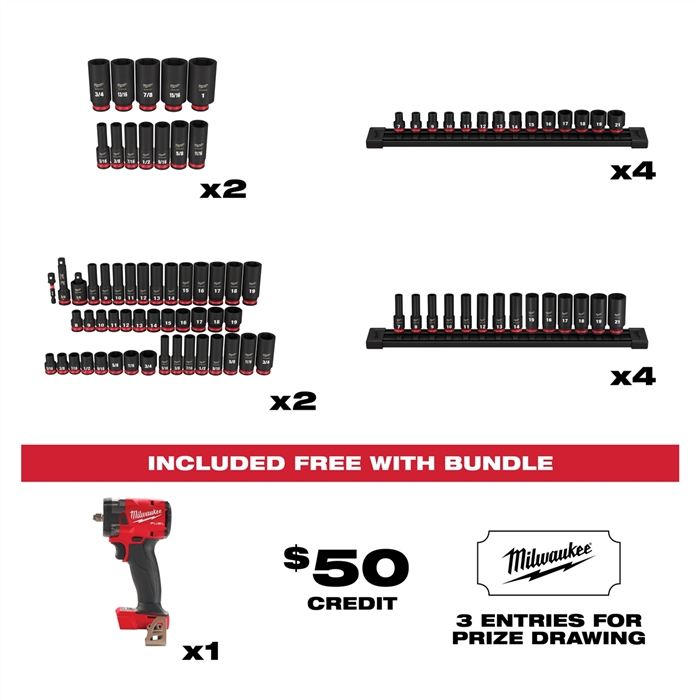 Milwaukee 21Tde-3-8In2021 Tde 3/8" Shockwave Impact Socket Bundle
