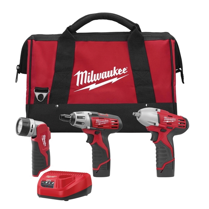 Milwaukee 2491-23M12 3-PC COMBO SCREWDRIVER IMP WRENCH LIGHT KIT