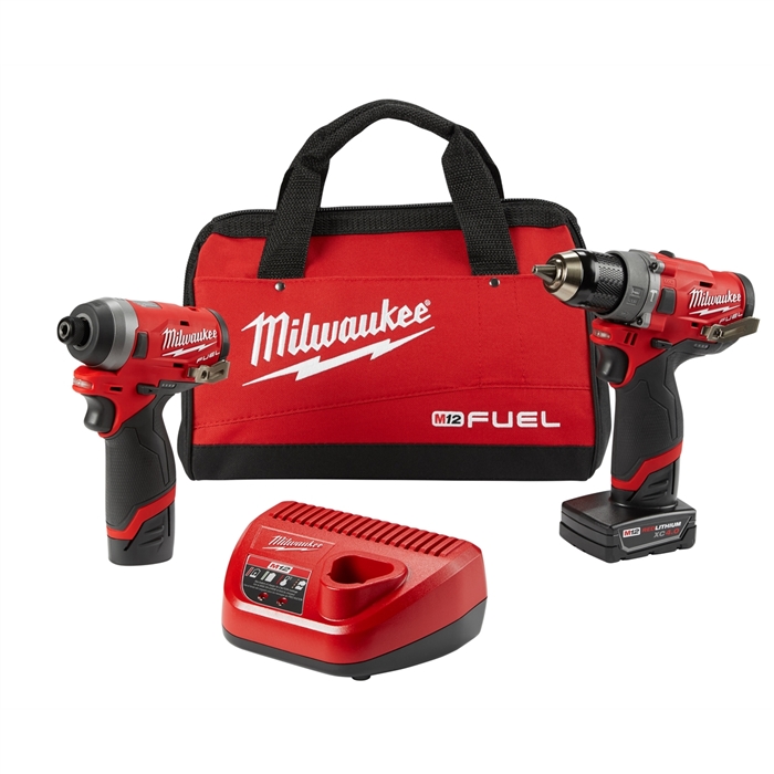 Milwaukee 2598-22M12 FUEL COMBO 1/2" HAMMER DRILL 1/4" HEX IMP DRIVE (2) BATT KIT