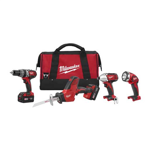 Milwaukee 2695-24M18 4-Tool Combo Drill Saw Impact Driver Light Kit