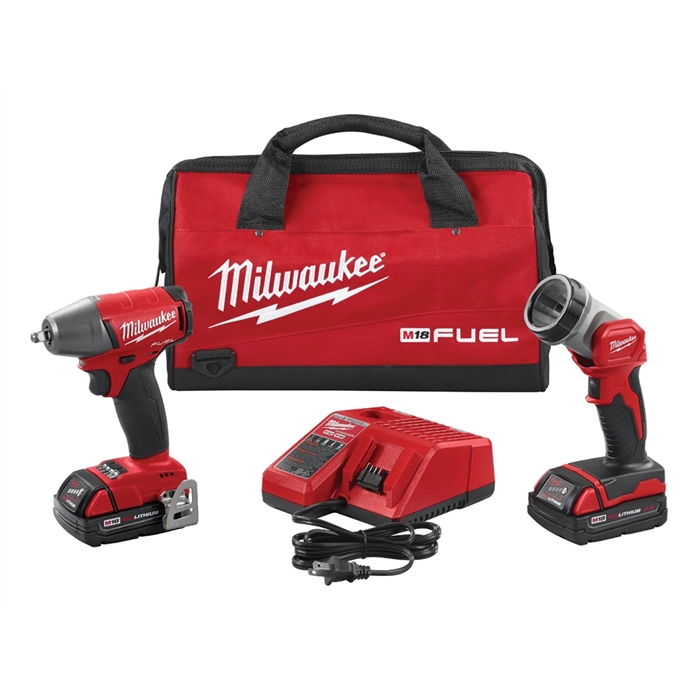 Milwaukee 2895-22CTM18 FUEL 3/8" IMP WRENCH LED LIGHT (2) BATT KIT