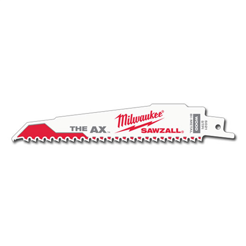 Milwaukee 48-00-50216" AX NAIL EMBEDDED WOOD CUTTING SAWZALL RECIP SAW BLADES, 5 TPI (5-PK)