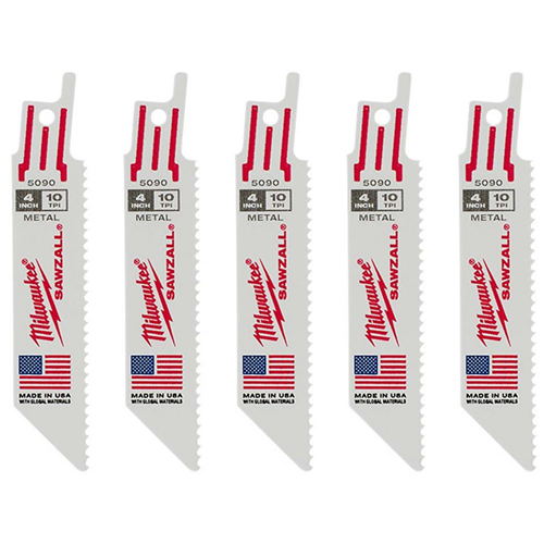 Milwaukee 48-00-50905-Pk Of 4" 10 Tpi Metal Cutting Sawzall Recip Saw Blades