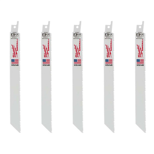 Milwaukee 48-00-50938 8.5 TPI MUTLI-MATERIAL CUTTING SAWZALL RECIP SAW BLADES (5-PK)