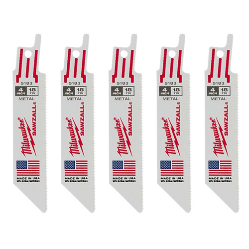 Milwaukee 48-00-51835-PK OF 4 18 TPI MEDIUM METAL CUTTING SAWZALL RECIP SAW BLADES
