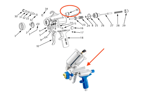 Fuji Spray G-Xpc - Rear Barrel Plug - Blue For Spray Gun (7007ST)