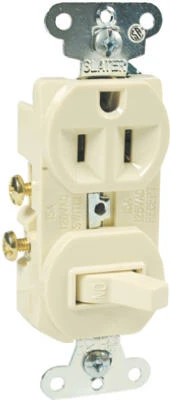 Pass & Seymour 15a Combination Switch And Receptacle, Ivory, Model 691icc6