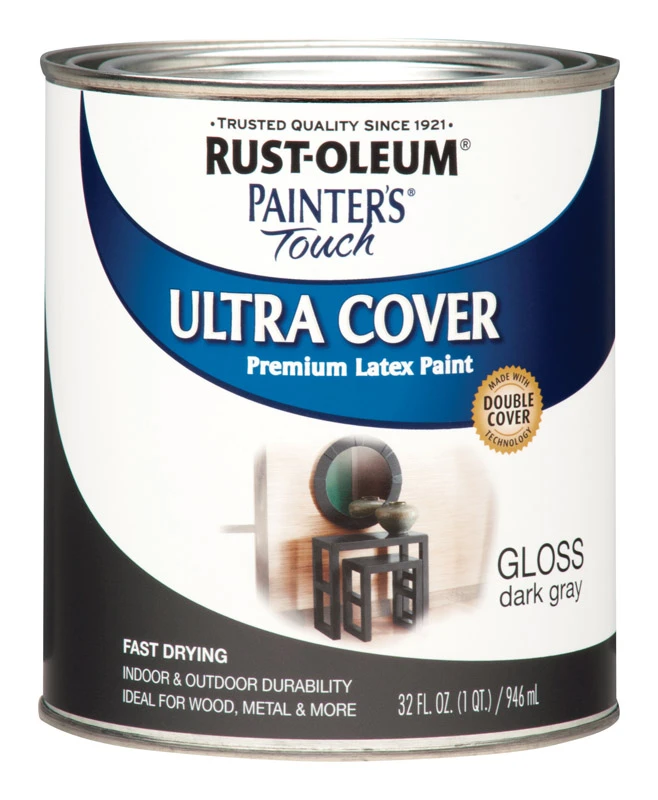 Painter's Touch Ultra Cover Gloss Dark Gray Water-based Acrylic Paint 1 Quart