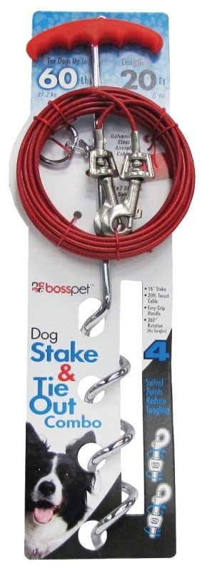 Guardian Gear 20 Ft Stake & Cable Dog Tie-out — Durable Outdoor Containment