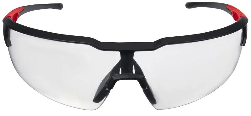 Red & Black Frame Safety Glasses With Clear Fog-free Lenses