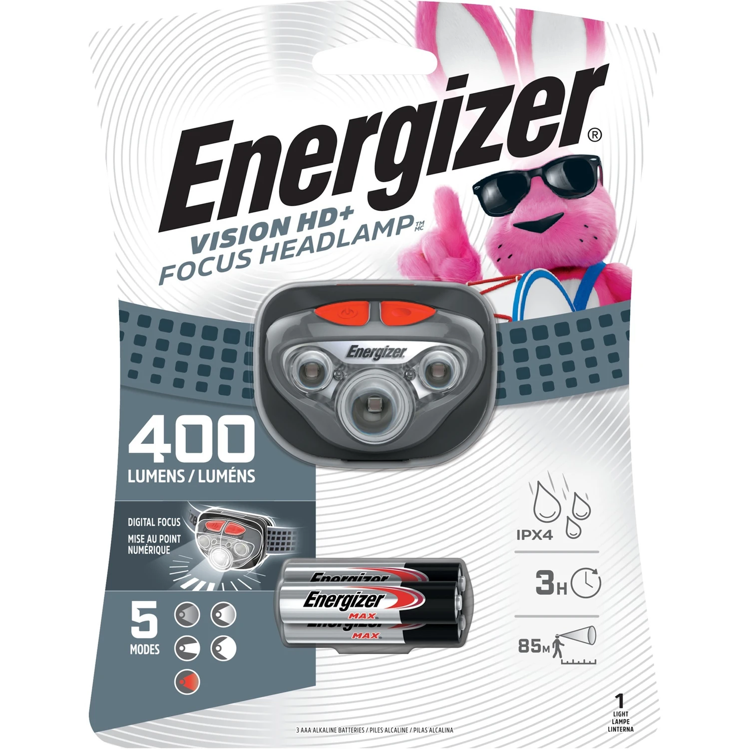 Vision Hd+ 400 Lumens Gray Led Headlamp With Aaa Batteries Included