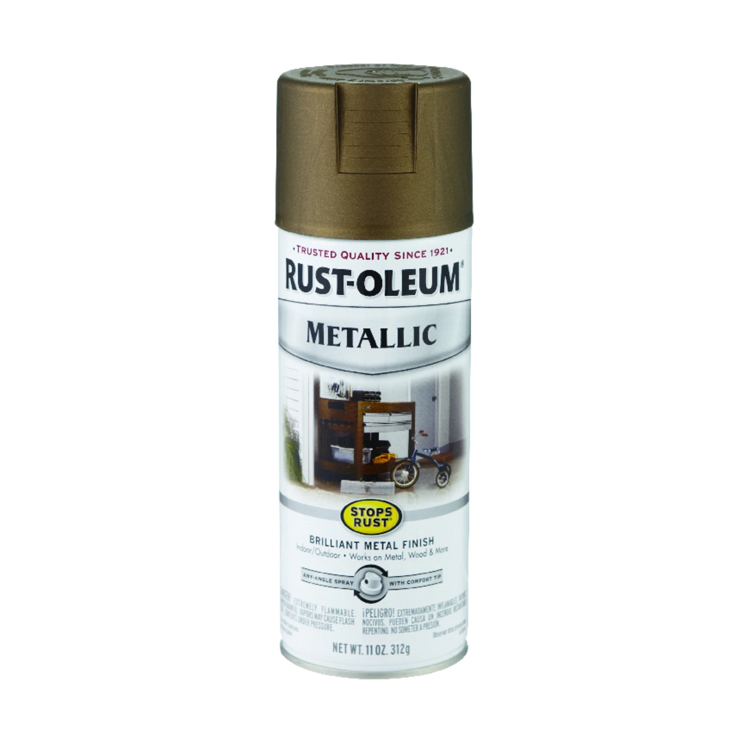 Stops Rust Antique Brass Metallic Spray Paint 11 Oz - Weather Resistant