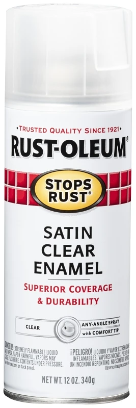 Stops Rust Satin Clear Spray Paint 12 Oz - Durable Protective Enamel
