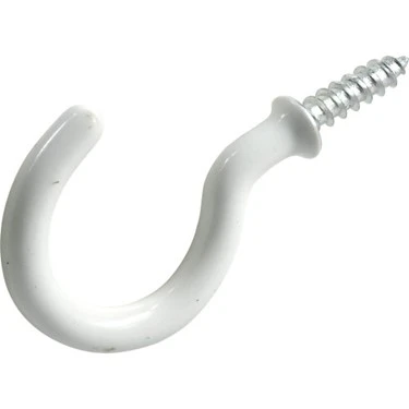 1-1/2 Cup Hook, White Vinyl Hillman Hooks And Eyes 851847 008236911657