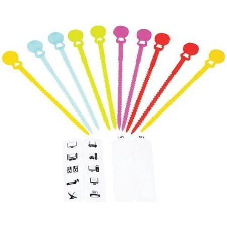 Cm26 Assorted Colored Cable Straps With Labels For Cord Organization