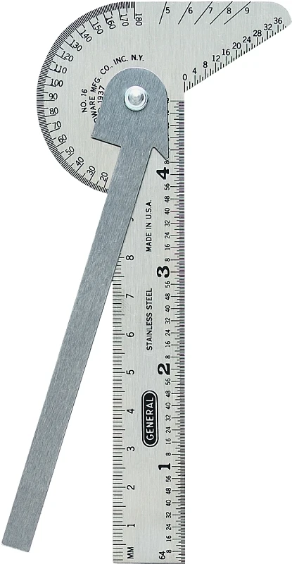 4-inch Stainless Steel Multi-function Ruler & Gauge With Drill Point Gauge, Bevel Protractor, Center Finder & Circle Divider