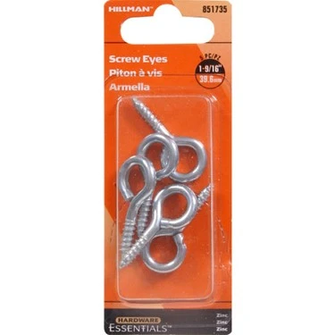.162 X 1-9/16 Zinc-plated Medium Eye Screw Eye Hillman Hooks And Eyes 851735