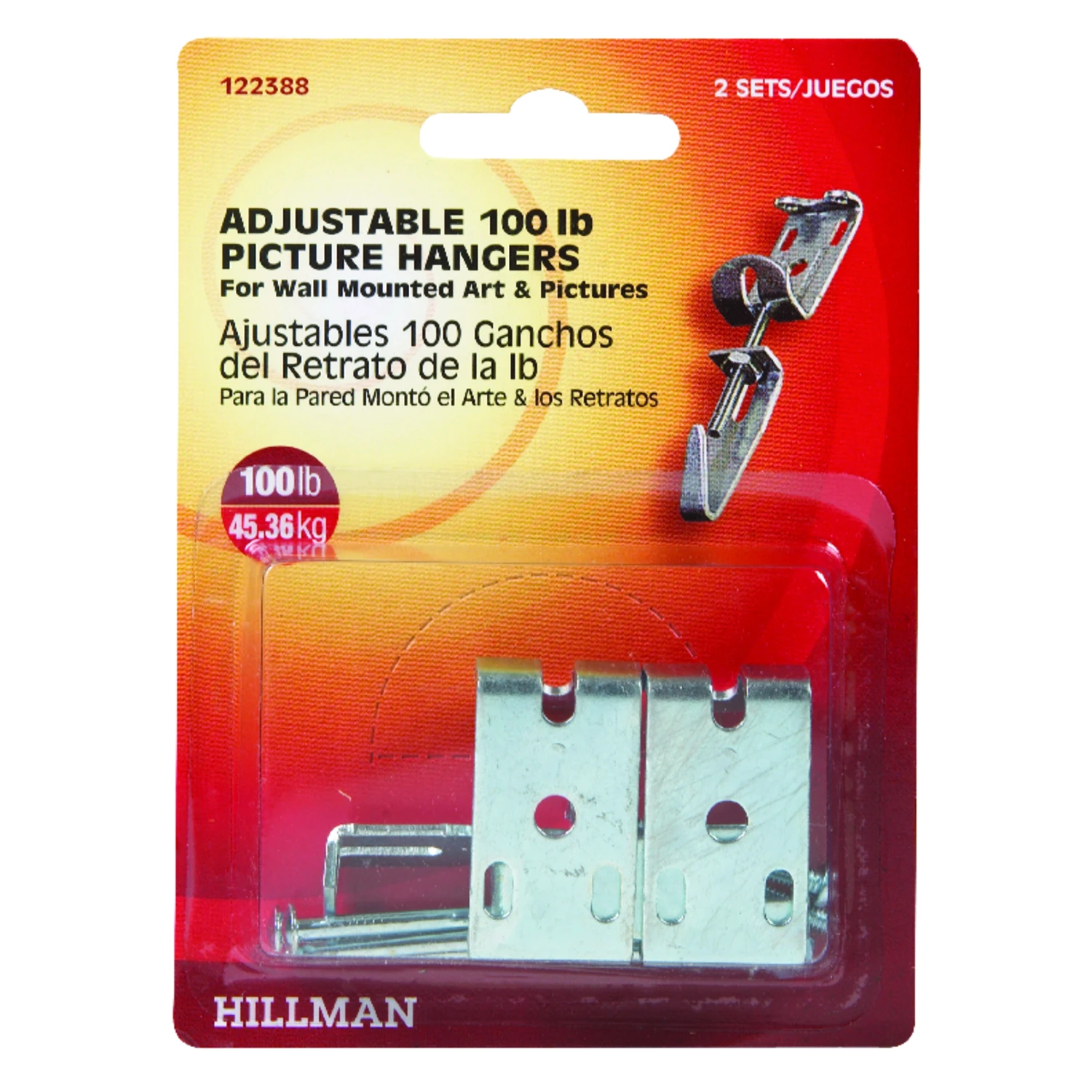 Adjustable Picture Hanger, 100-lb. Load