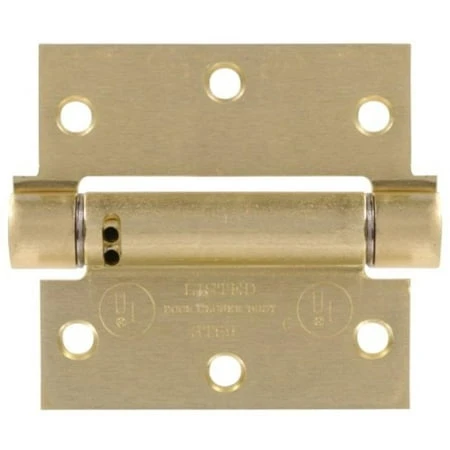 4" Adjustable Spring Hinge - Square Corner - Satin Brass Finish Hillman 852547