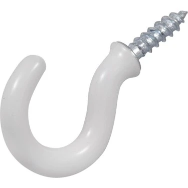 3/4 Cup Hook, White Vinyl Hillman Hooks And Eyes 851846 008236911640