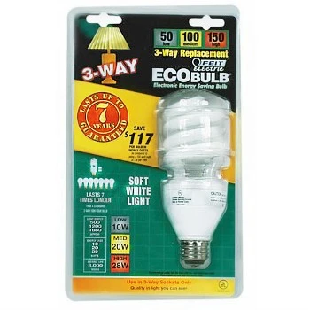643114 3-way Compact Fluorescent Mini Twist Light Bulb 10/20/28 Watt