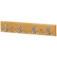 4-hook Garment Hanger With Wooden Back And Chrome Hooks 2053c-4