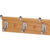 3-hook Hanger With Wood Back And Chrome Finish Model 1115c-3