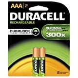 Duracell Aaa Rechargeable Batteries, Nickel Metal Hydride (nimh), 1000mah, Pack Of Two